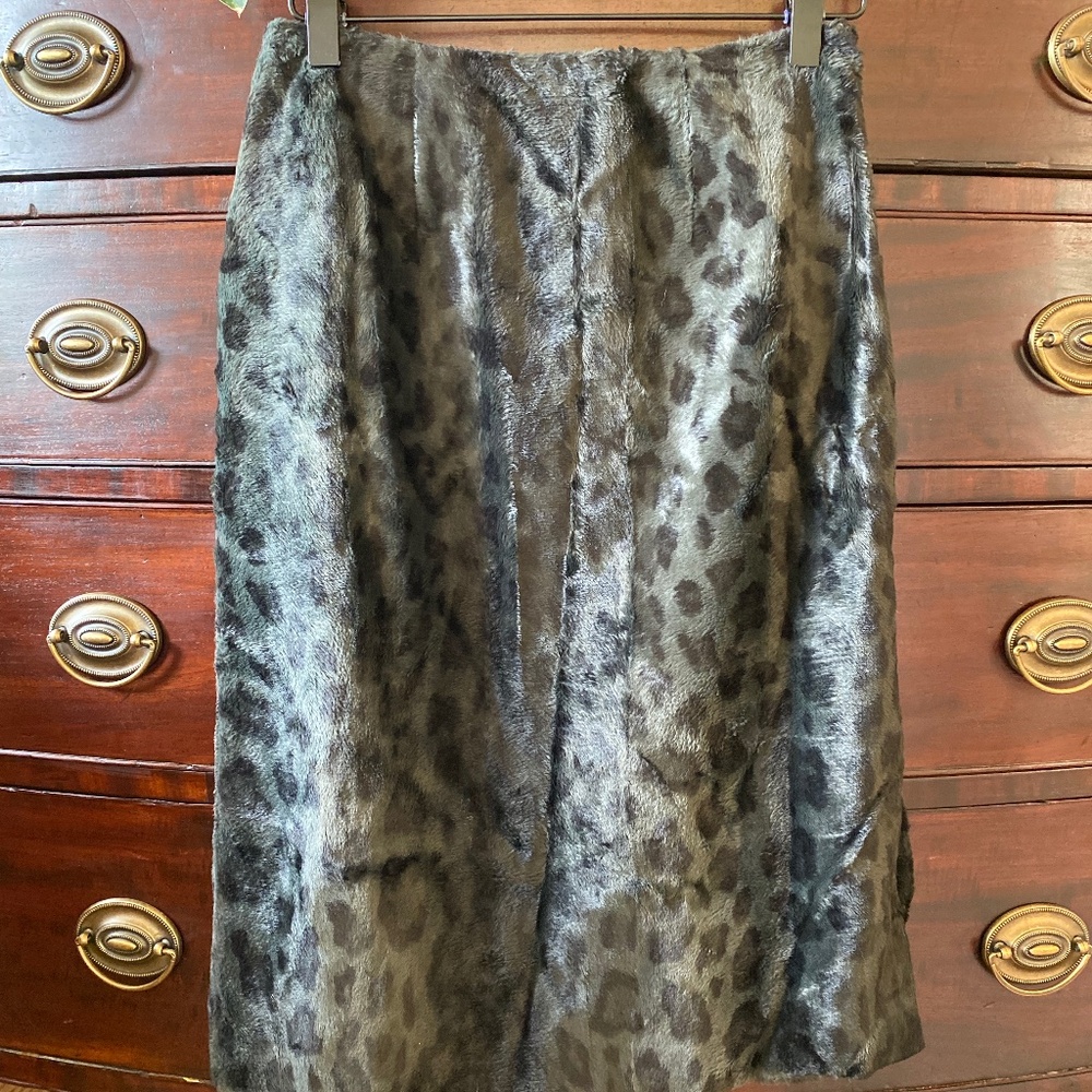 Vintage Harolds Leopard Faux Fur Pencil Skirt Size 2